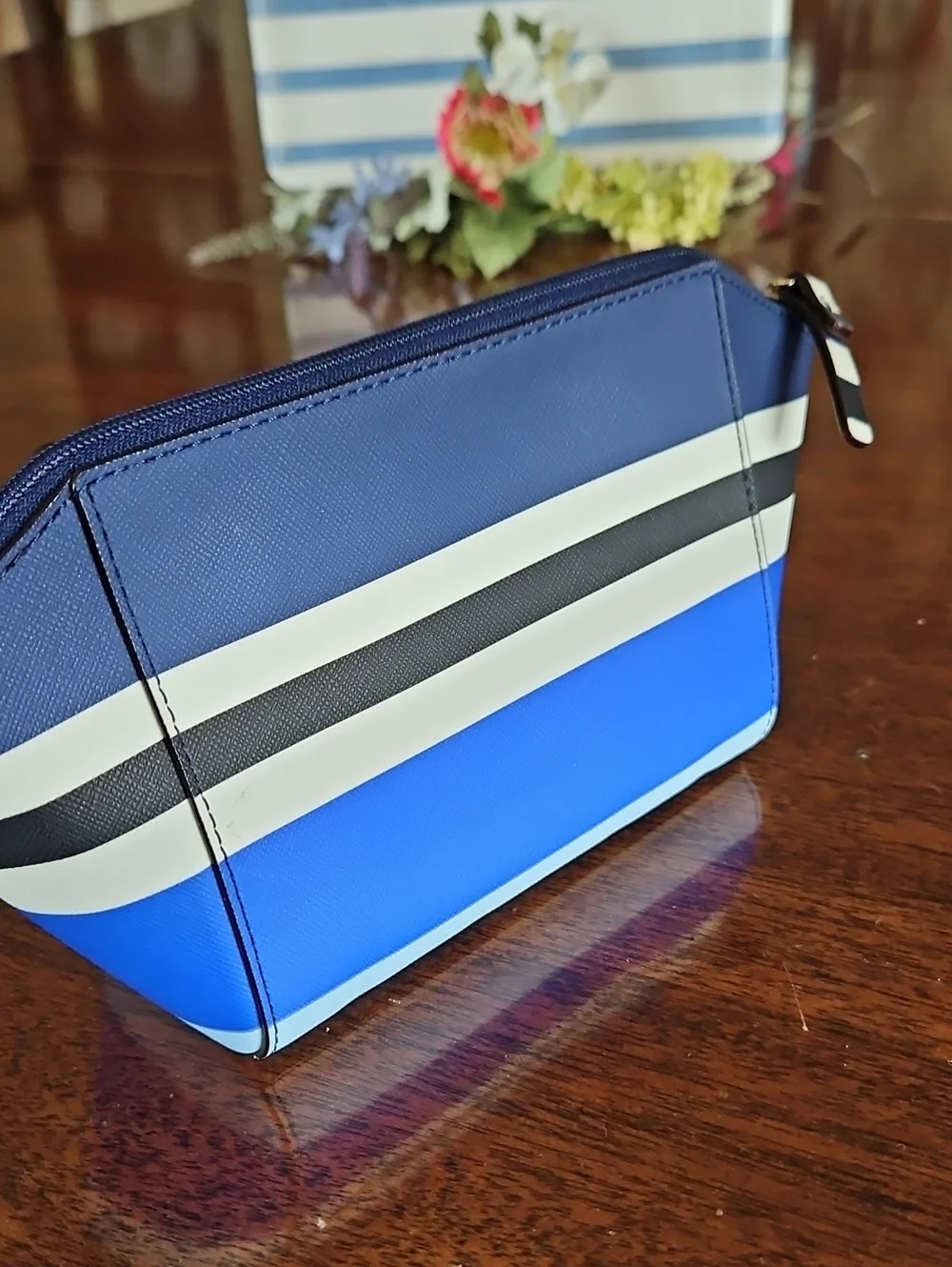 Kate Spade Blue & White Laurel Way Collection Cosmetic Case/Purse - NWOT